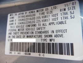2008 HONDA CR-V LX SAGE 2.4L AT 2WD A17711